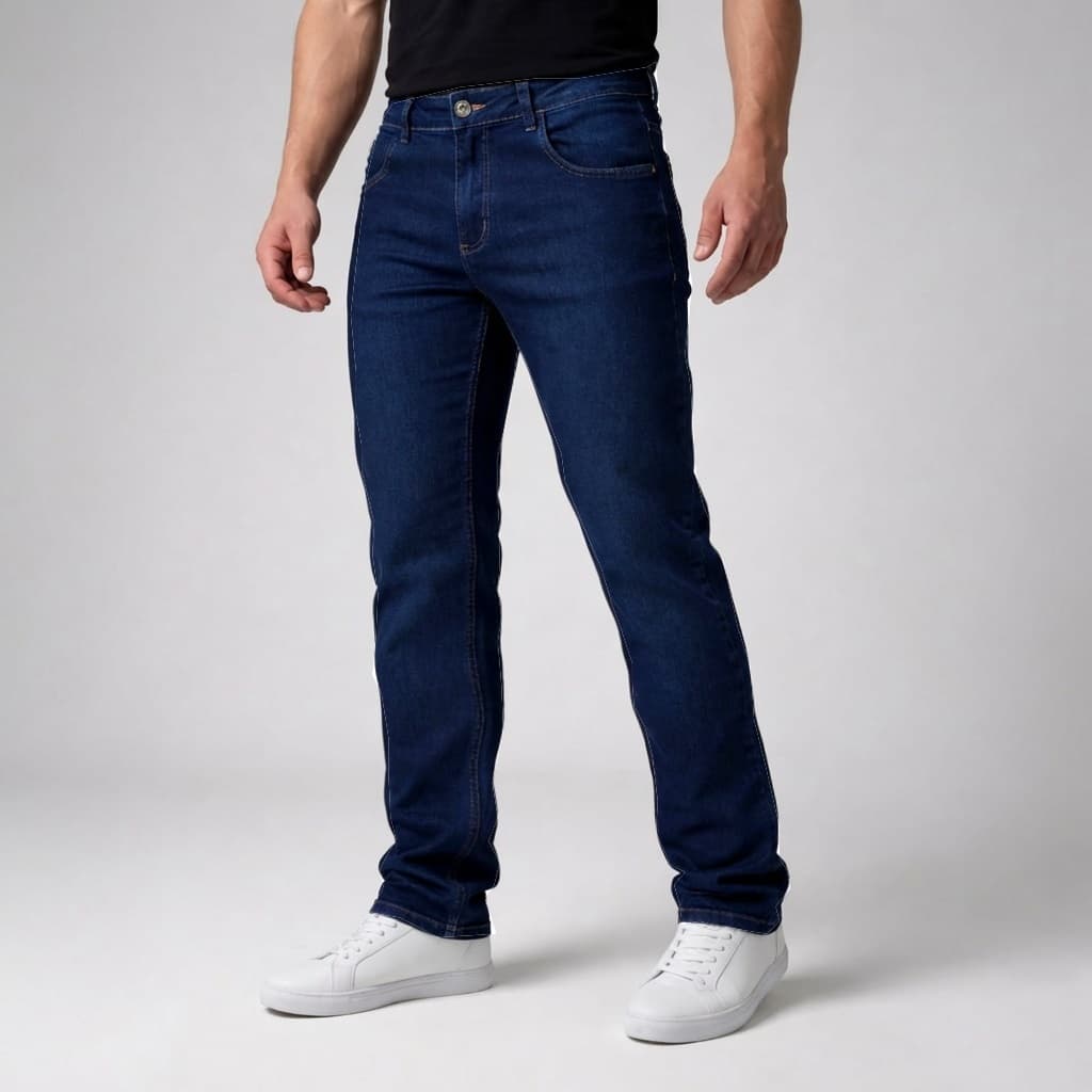Calça Jeans Masculina Com Elastano Lycra Tradicional Para Trabalho Reta Básica