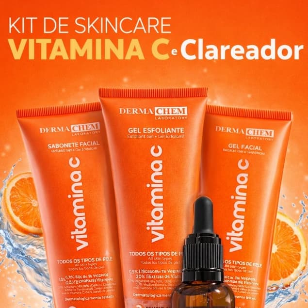 Kit 6 Vitamina C Clareador Facial Completo Skincare Iluminador Pele Hidratada