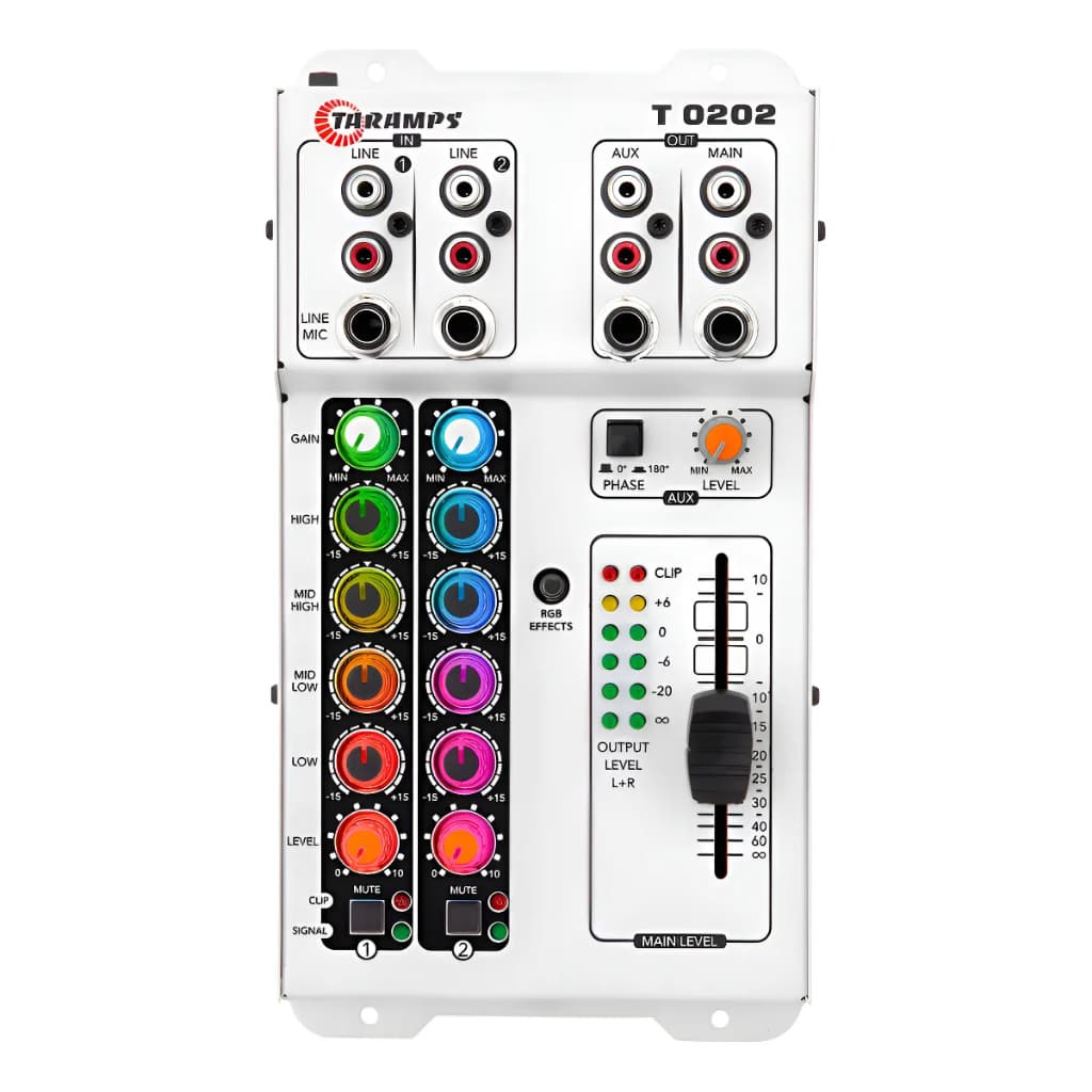 Mesa De Som Taramps T0202 Multicolor LED RGB Som Automotivo Equalizador 2 canais entradas 2 saídas 4 bandas equalizacao
