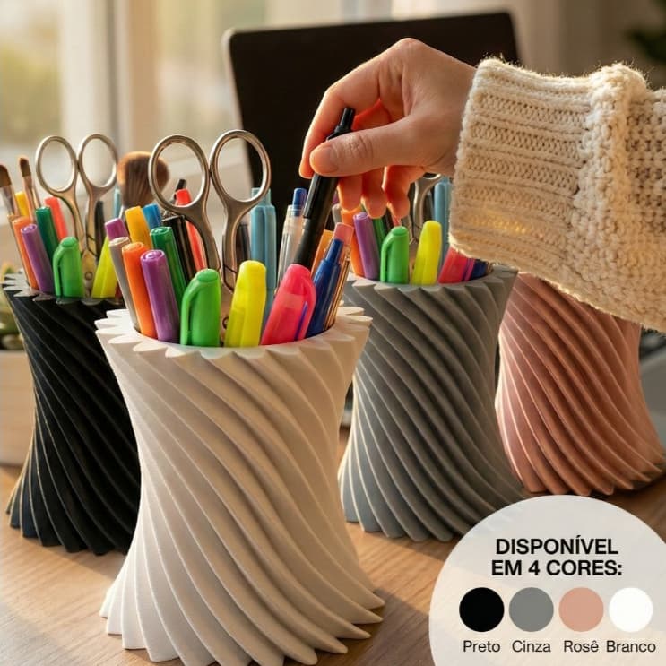 Porta Canetas Organizador de Mesa Pincel Maquiagem Espiral
