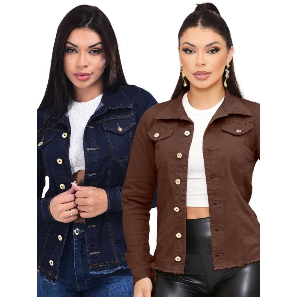 Jaqueta Jeans Feminina com Botões e Lycra