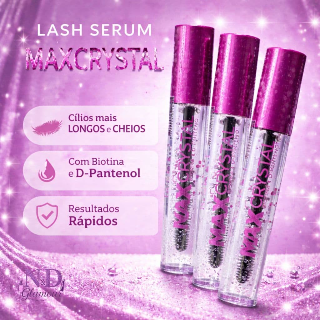 Máscara de Cílios Transparente Max Crystal com Biotina e D-Pantenol  Fortalecedora, Incolor