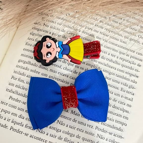 Kit de laço de cabelo infantil da Barnca de neve, presilha com antideslizante,e aplique enborrachado
