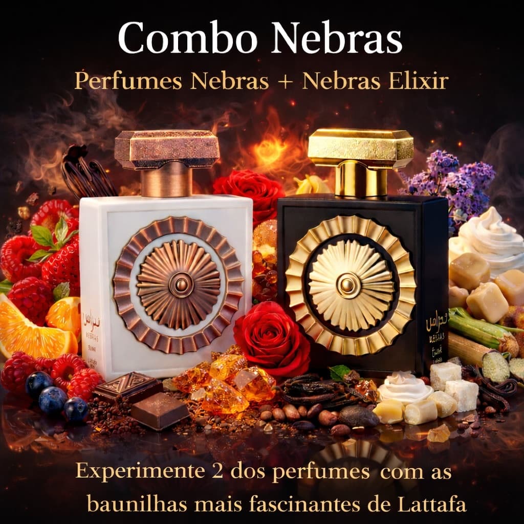 Combo Nebras 1: Perfumes Nebras + Nebras Elixir - Sinta 2 das fragrâncias com as baunilhas mais sedutoras - Ganhe brinde