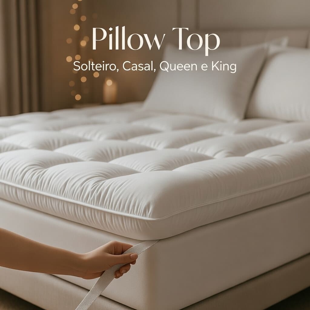 Protetor de Colchão Pillow Top Cama com Elástico 400 Fios Suave Solteiro Casal Queen e King Vários Tamanhos e Cores