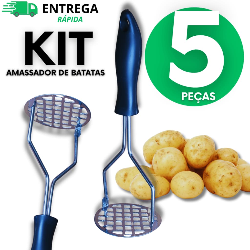 Amassador Batatas E Legumes Para Amassar Purê De Batata Feijão Aço Inox Cabo De Plástico Utilidades