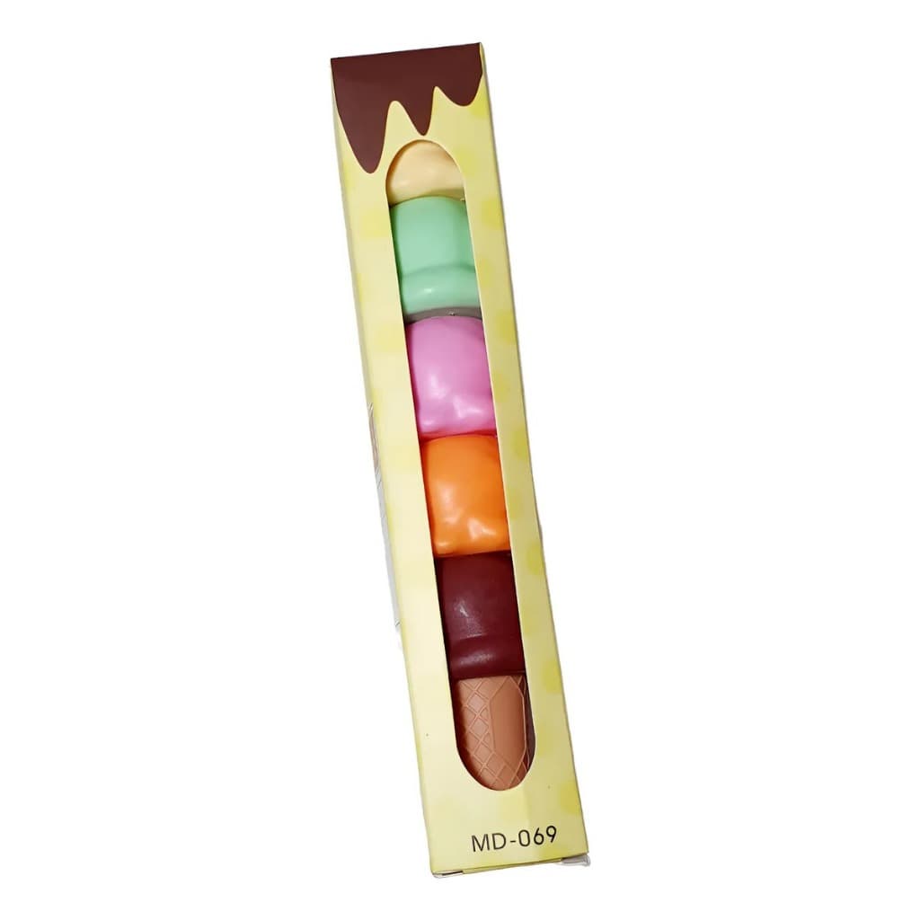 Kit Marca Texto Sorvete 5 Cores Pastel | Formato Ice Cream | Highlighter Fofo Escolar | Caneta Marca Texto