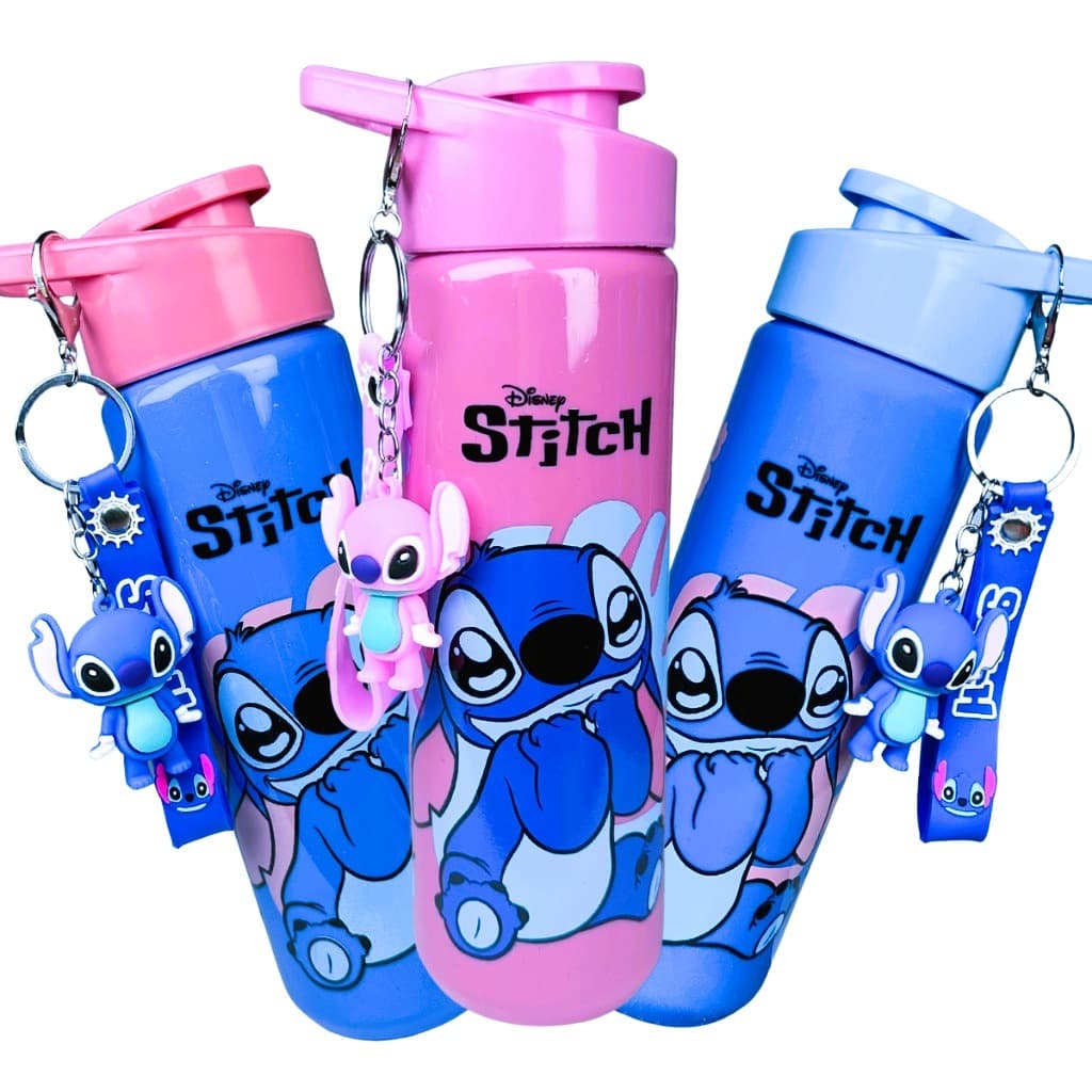 Kit Infantil Garrafinha de Água 700ml com Chaveiro Personagens Diversos Presente Escola Passeio