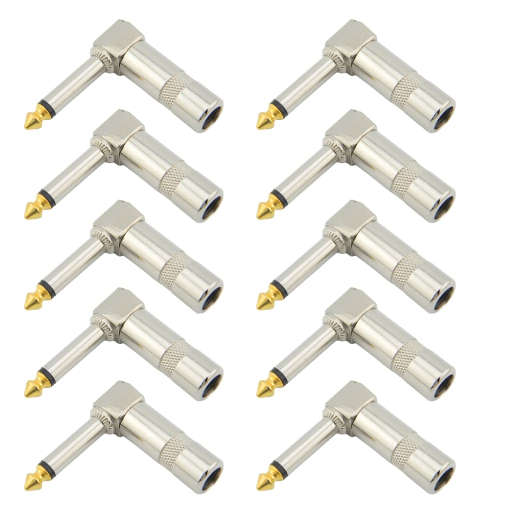 KIT 4/6/10  UNIDADES Plug P10 Mono Conector Metálico Microfone Guitarra Baixo Prateado