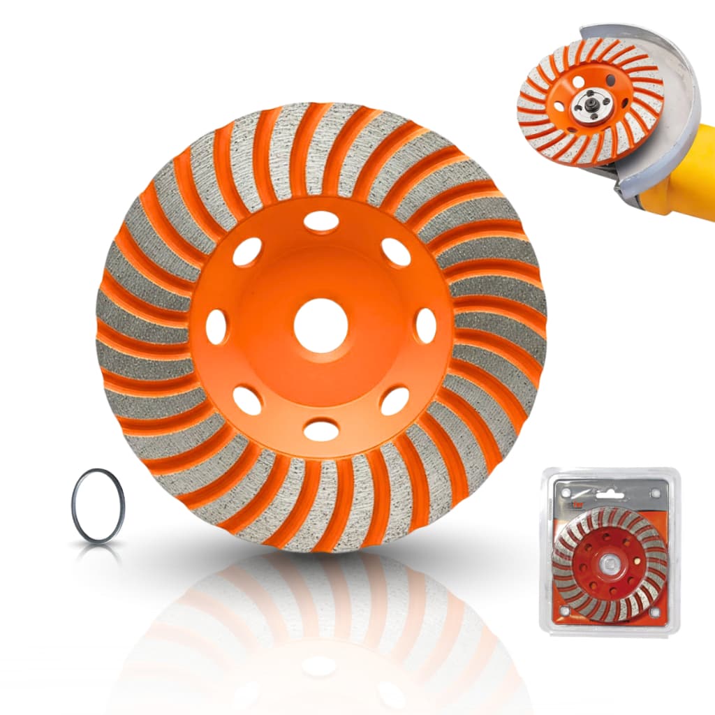 Disco Desbaste Rebolo Diamantado para Mármore Concreto Granito 115mm Turbo 26 Dentes Esmerilhadeira