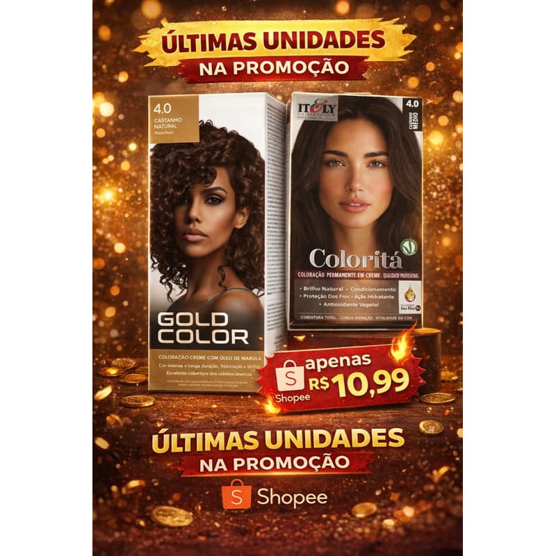 TINTA DE CABELO 4.0 CASTANHO NATURAL – COLORITÁ OU GOLD COLOR