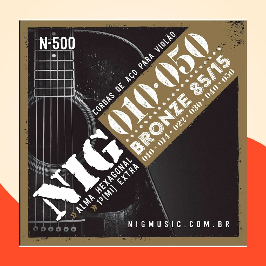 Jogo Corda Encordoamento Nig N500 P/ Violão Aço 010 050