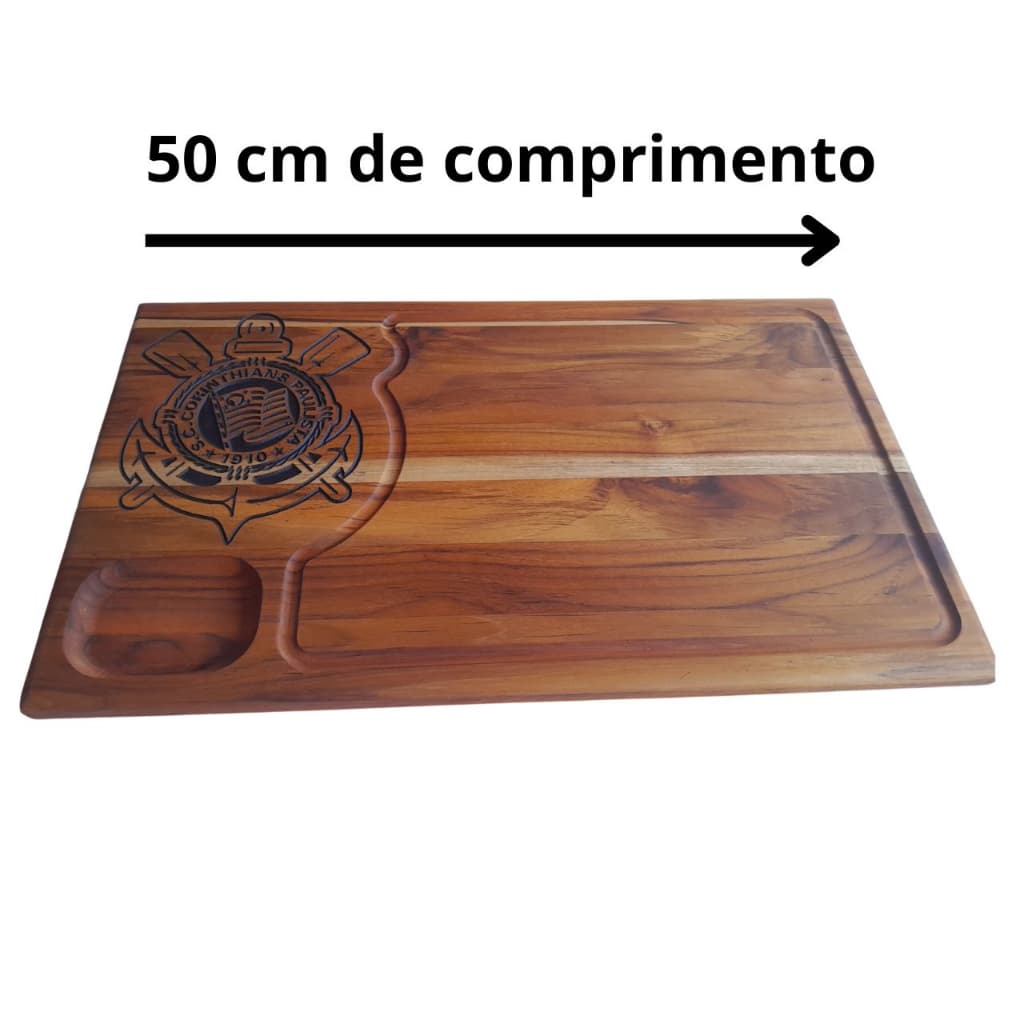 Tábua de  churrasco  corte carne madeira teca personalizada tamanho grande 50x30x2 cm
