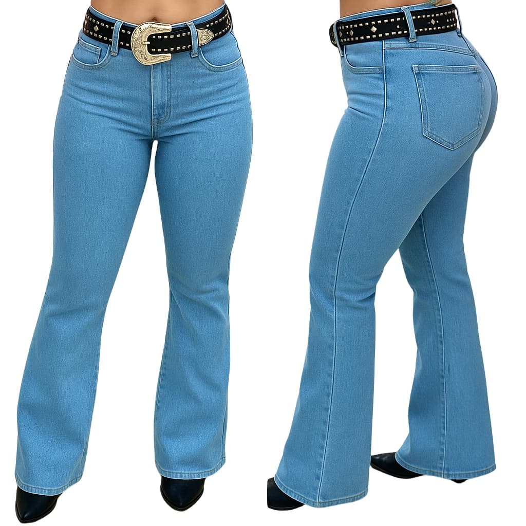 Calça Country Flare Jeans Feminina Clara Lisa Linha Premium Cintura Alta com Lycra Rodeio Cavalgada