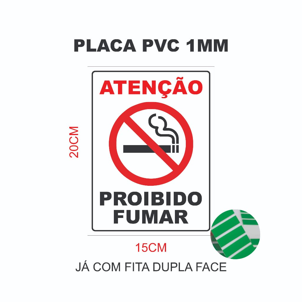 Placa Proibido Fumar PVC Sinalização Não Fume Ambiente