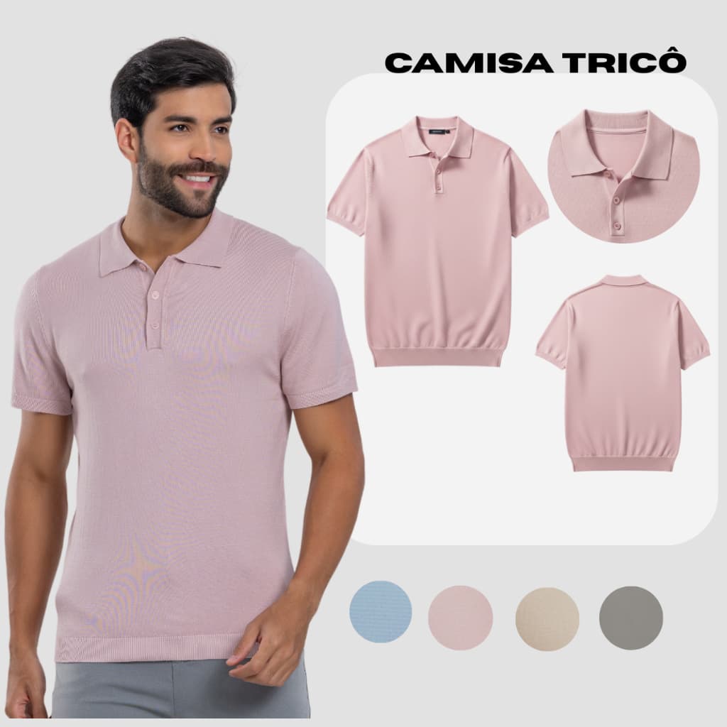 Camisa Masculina Polo Trico Estilo Italiana Old Money