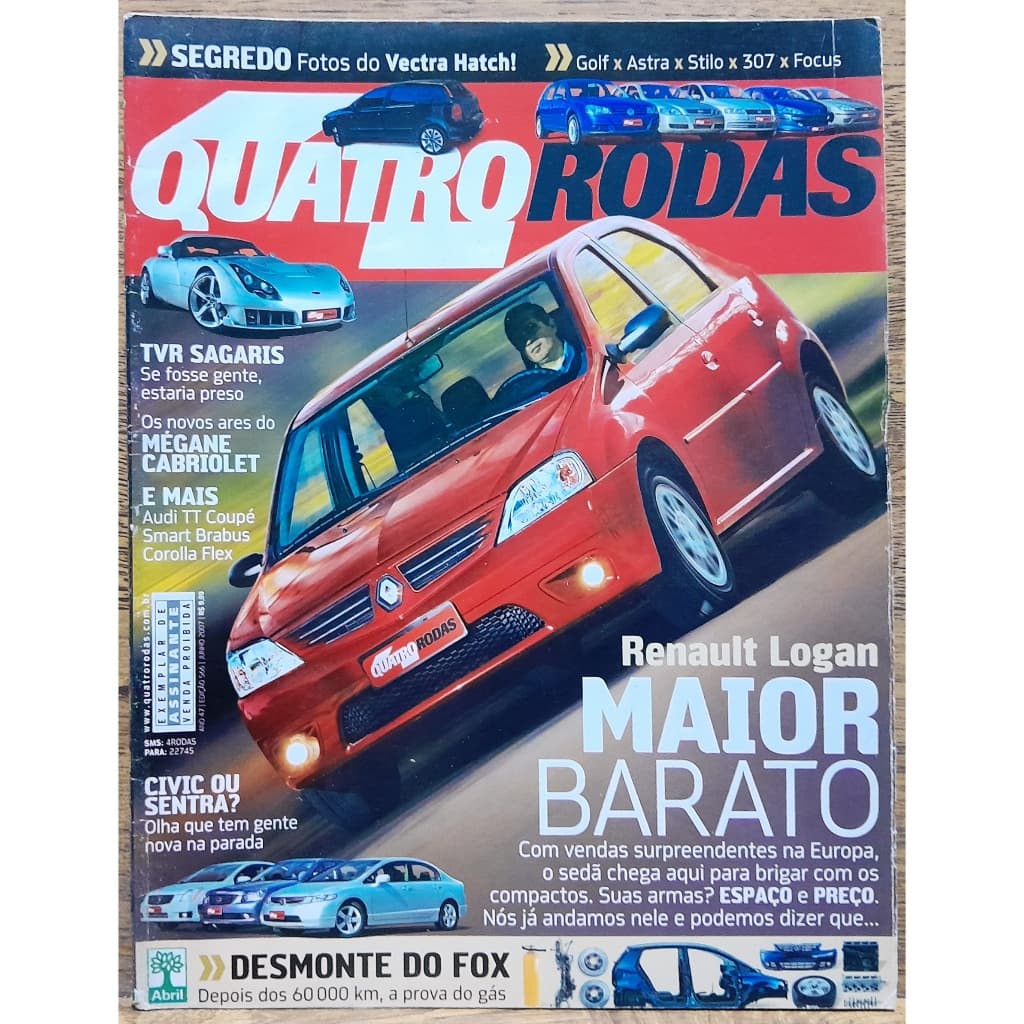 Revista Quatro Rodas 566 Vectra Golf Astra Stilo Civic Smart Brabus Corolla Sentra