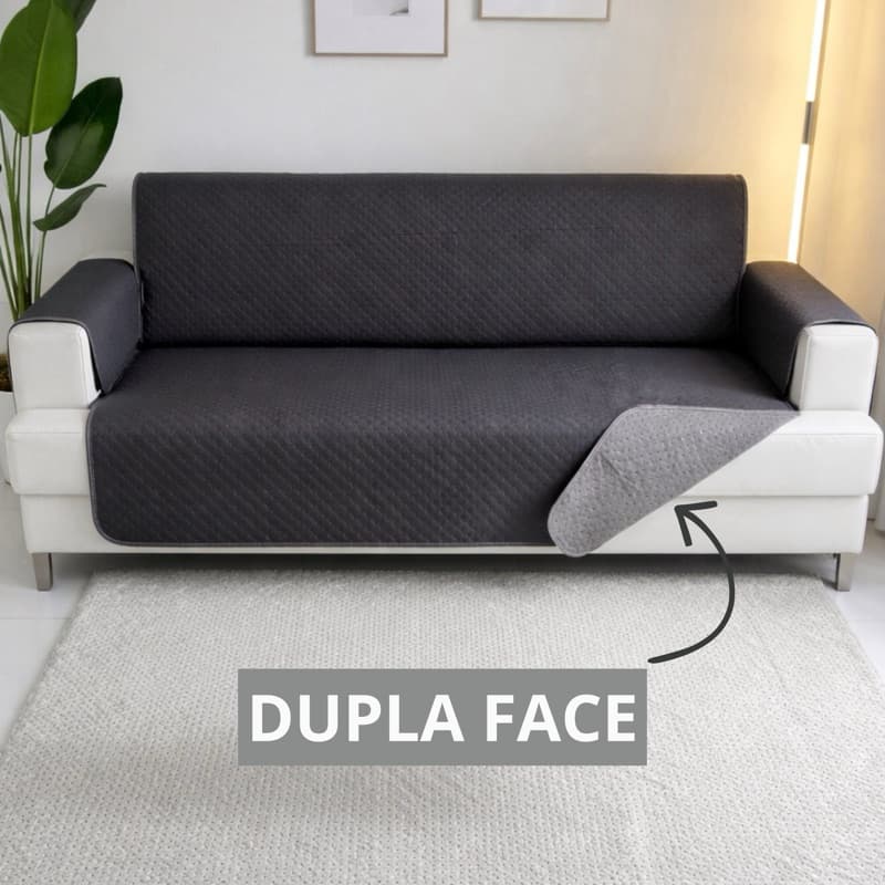 Protetor Para Sofá de 3 Lugares Dupla Face Tamanho Padrão Matelada Porta Objetos