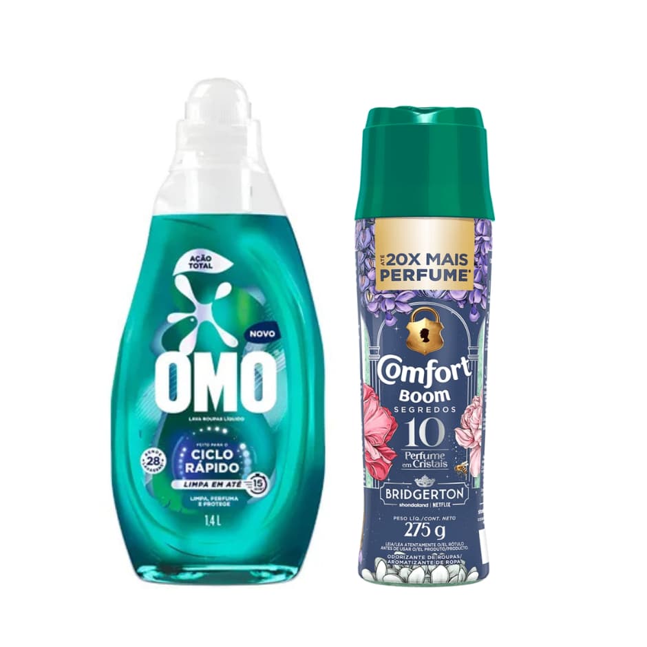 kit Omo Ciclo rapido ação Total 750ml+ Odorizente Boom Segredos Bridgerton 275g