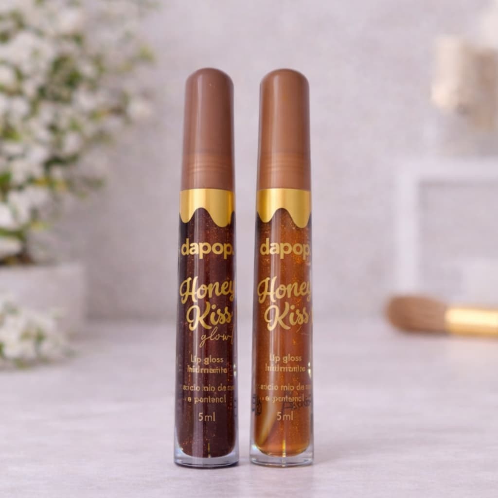 DaPop Lip Gloss Hidratante Honey Kiss | Lábios Hidratados Brilho Espelhado Efeito Natural