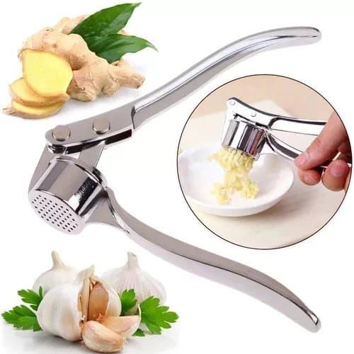 Espremedor de Alho Manual em Metal, Amassador e Triturador com Design Redondo, Aço Inoxidável