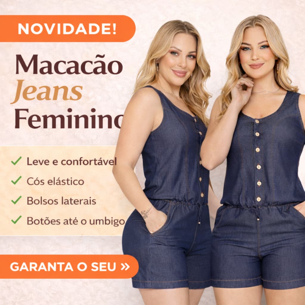 Macacão jeans feminino, soltinho, macaquito casual macaquinho feminino