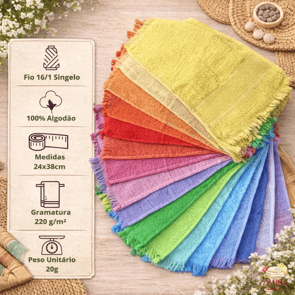 Kit Com 50 Toalhas Social 100% Algodão 22cm x 34cm Toalhinha De Mão Manicure Esmaltaria Artesanato Pintura