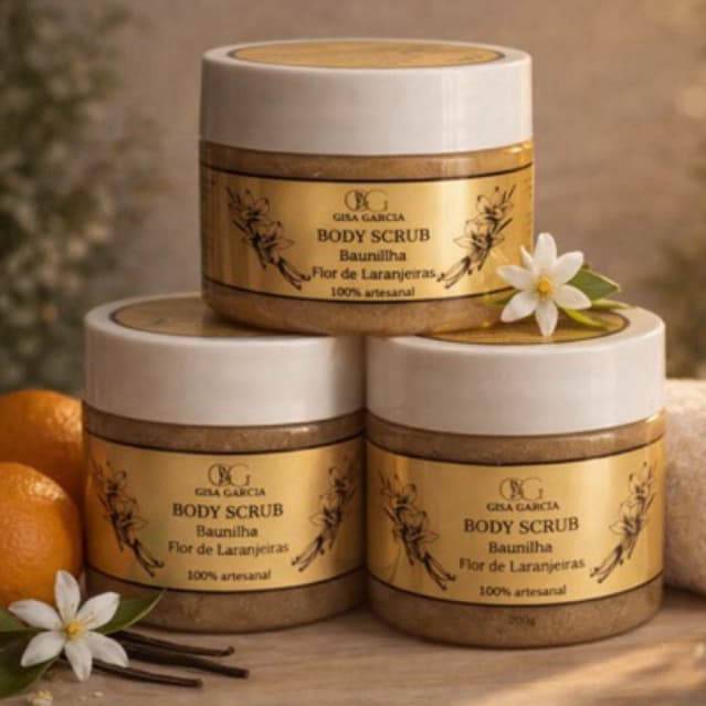 Body Scrub Esfoliante Corporal Baunilha e Flor de Laranjeiras | Artesanal