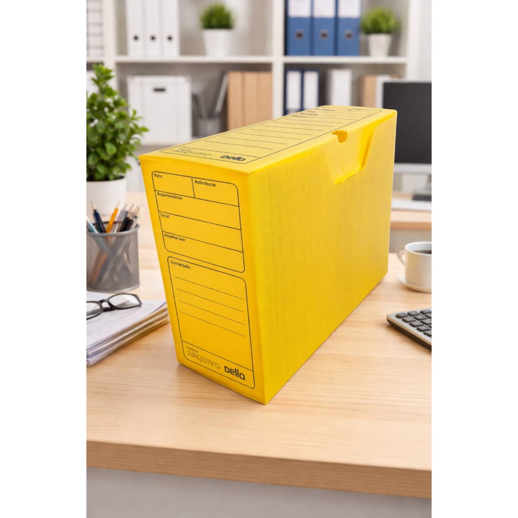Arquivo Morto Plástico 36x13x25cm Kit C/10UN Color Dello Cor Amarelo