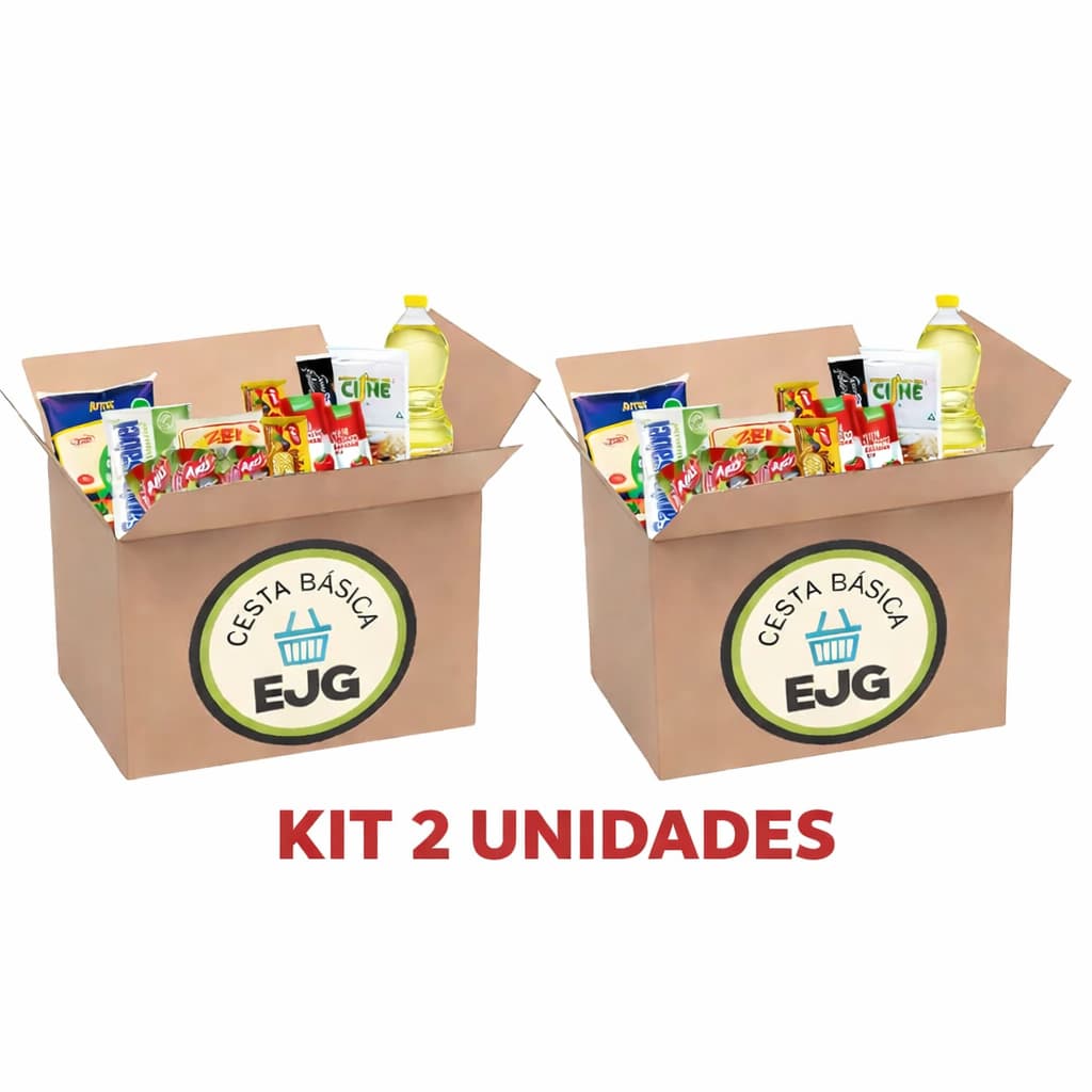 Kit 2 Cestas Básicas 14 Itens 9,6kg Alimentos Essenciais Família Doação