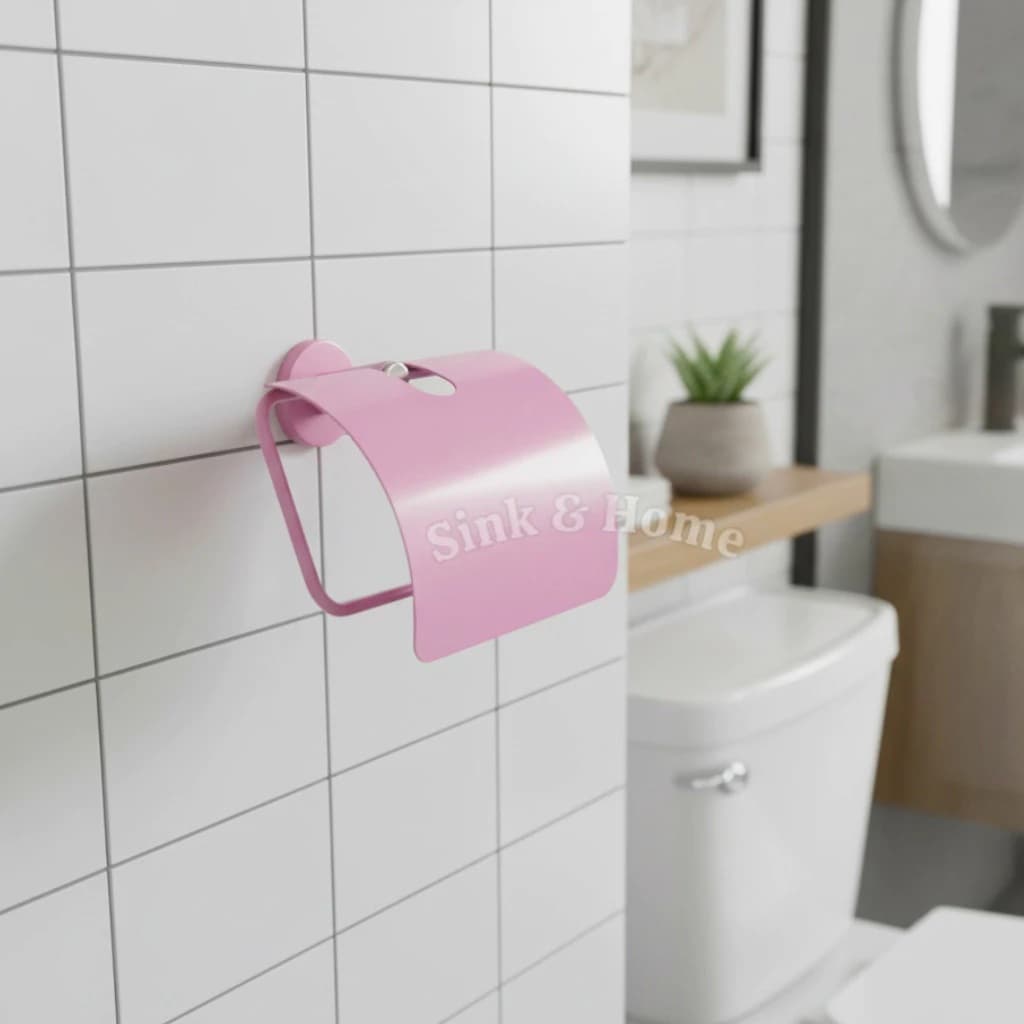 Acessórios P/ Banheiro Rosa em Metal INOX Rosa Saboneteira Papeleira