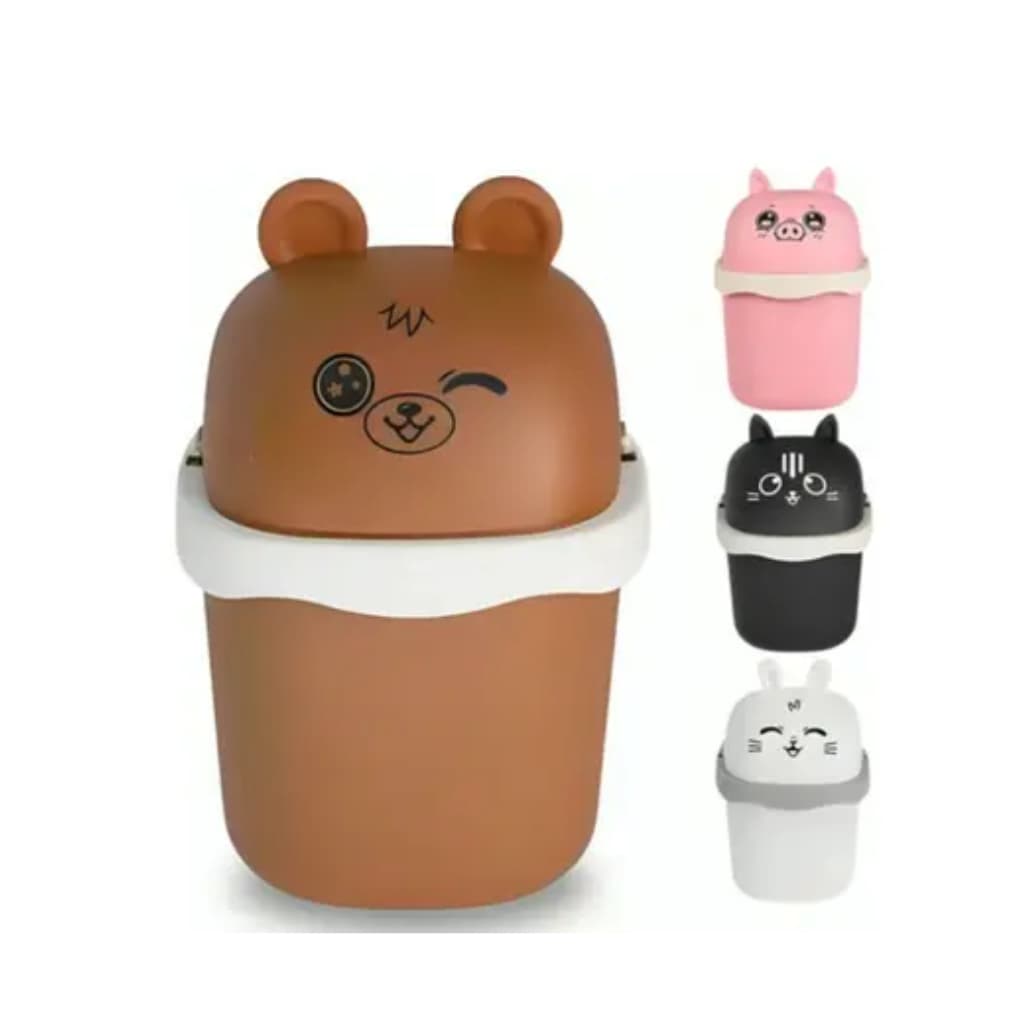Lixeira de Mesa 1,5L com Design de Animal Fofinho em Plástico Resistente