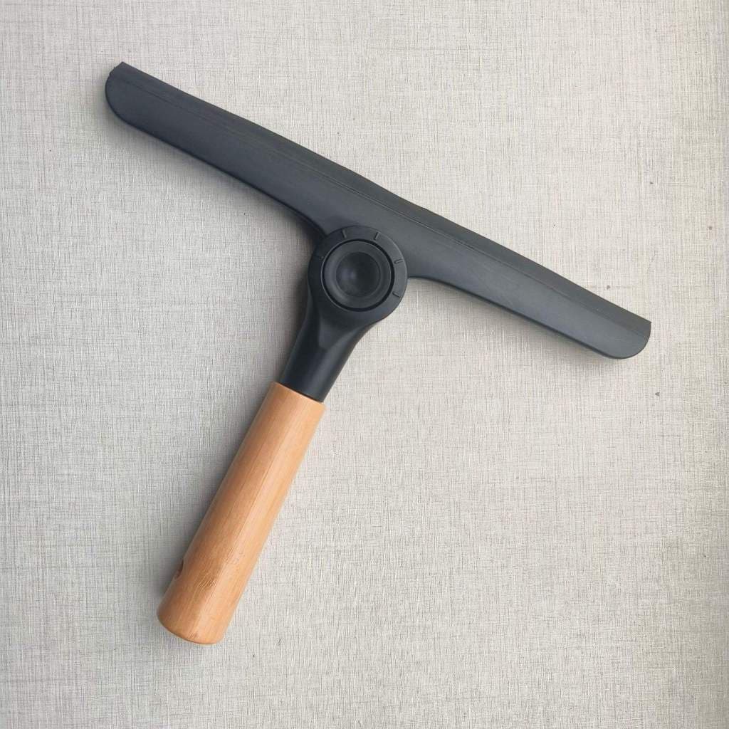 Rodo De Pia Limpa Vidro Articulável Com Cabo De Bambu
