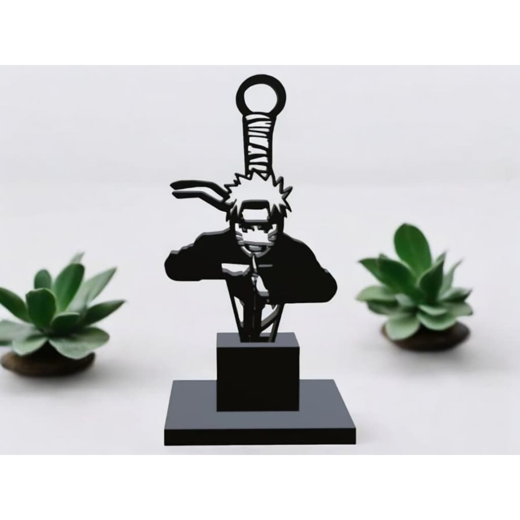 Silhueta Naruto com Kunai 25cm Decoração Anime Naruto Base de Mesa Geek