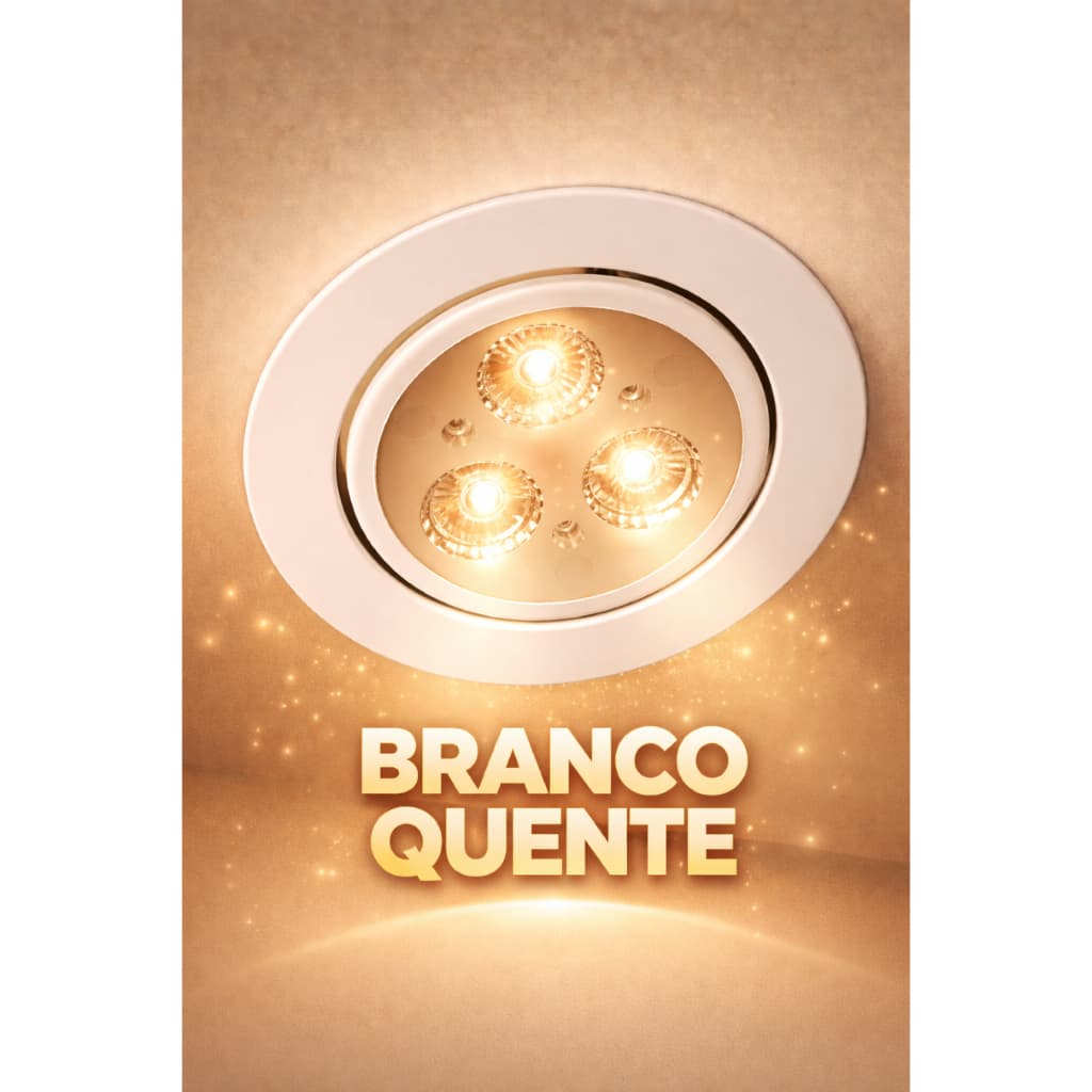 Kit 5 Spot De Led 3w Embutir Sanca Redondo Branco Quente