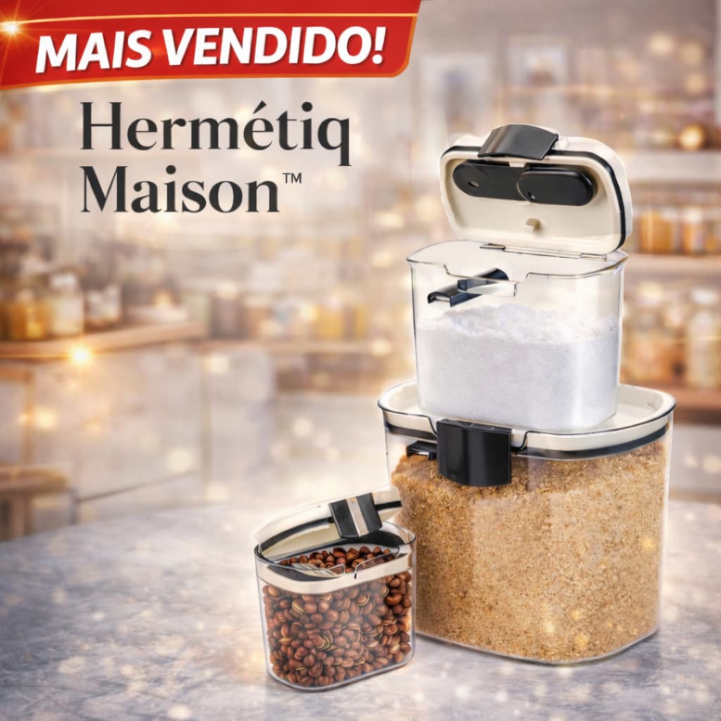 Kit 4 Potes Herméticos  Vedação BPA Free Organizador de Cozinha Geladeira Despensa.