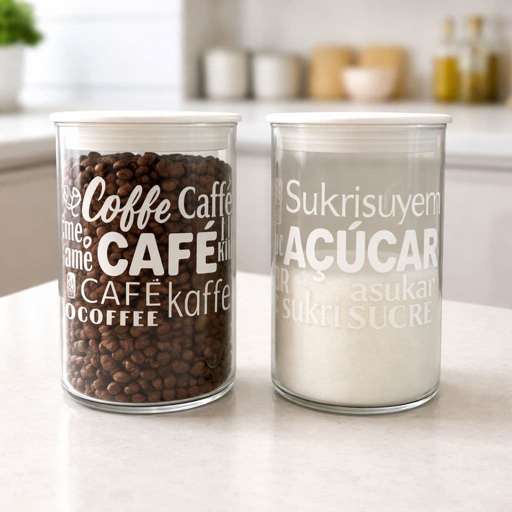 Kit 2 Potes Herméticos Café e Açúcar com Tampa | Organizador de Cozinha