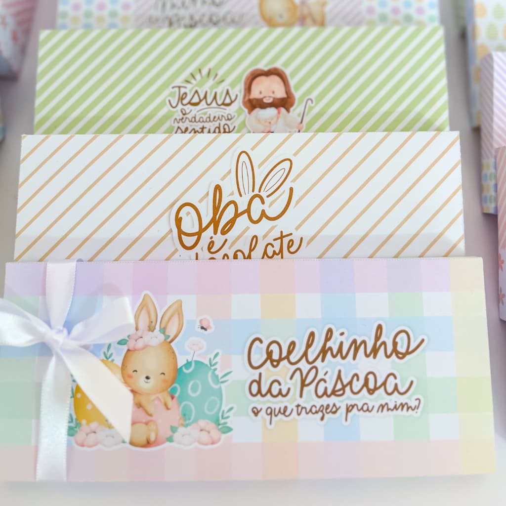 CAIXINHA PORTA BARRA DE CHOCOLATE PÁSCOA - CAIXINHA BARRA DE CHOCOLATE 80G - CAIXINHA PÁSCOA PARA BARRA DE CHOCOLATE
