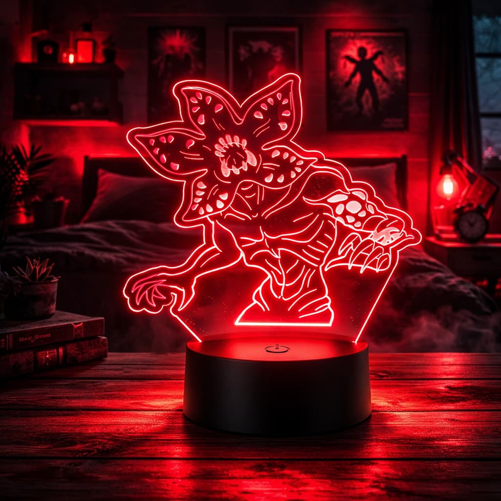 Luminária LED 3D de Mesa / Luz Noturna / Decoração - Stranger Things /Demogorgon, Filme, Fantasia