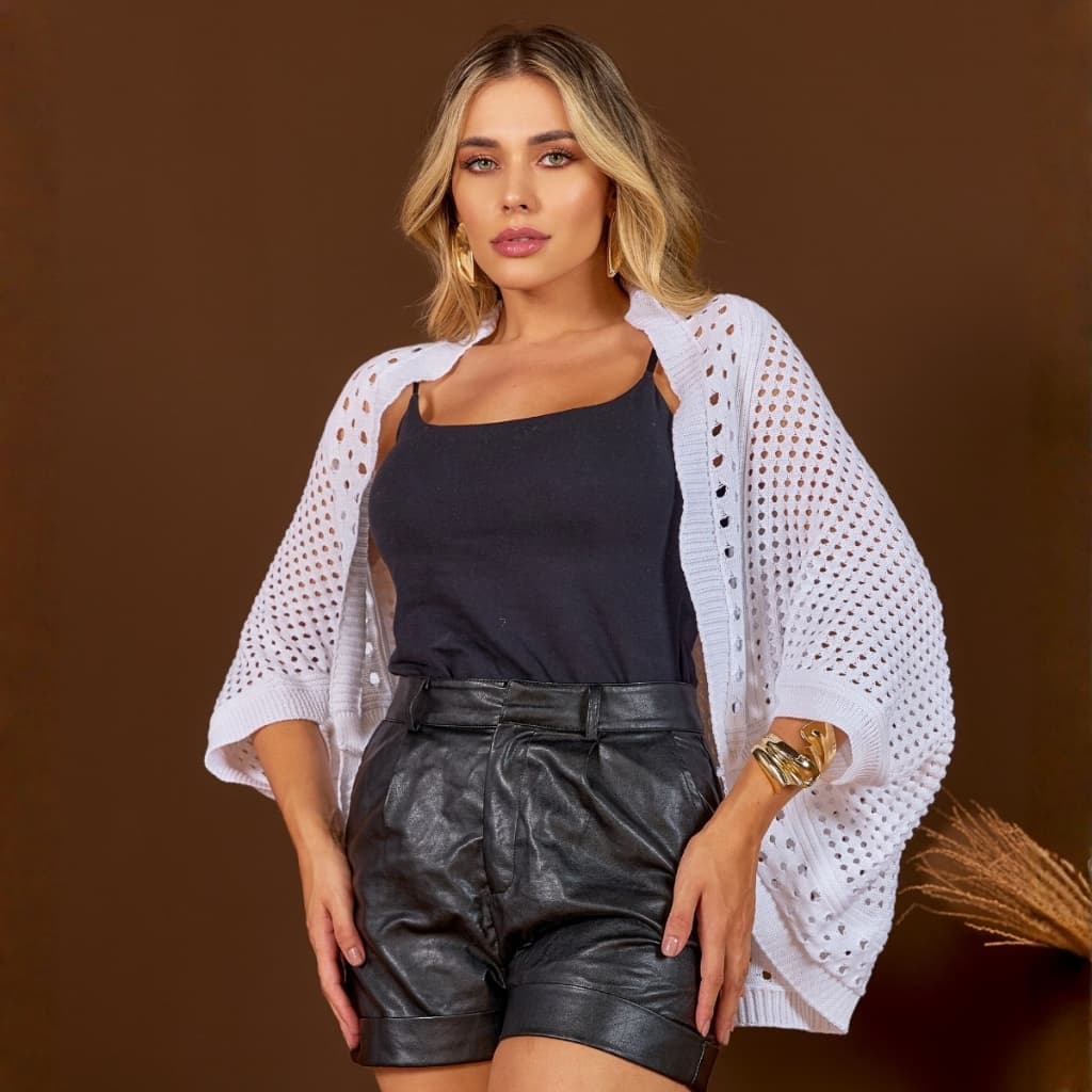 Capa Kimono Tricot Confortável Feminino Inverno Elegante Blogueira Estiloso