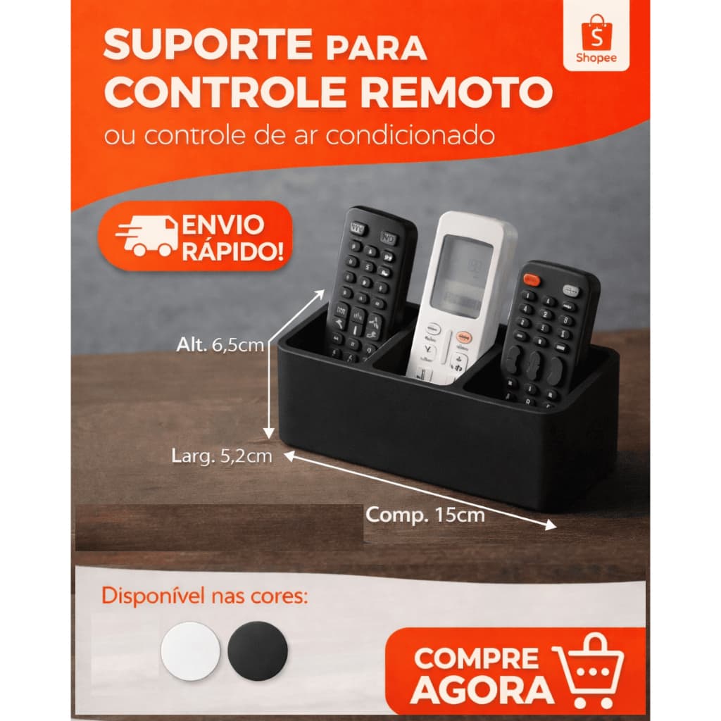 Porta Controle Remoto 3 Divisórias Suporte controle remoto TV Ar Condicionado
