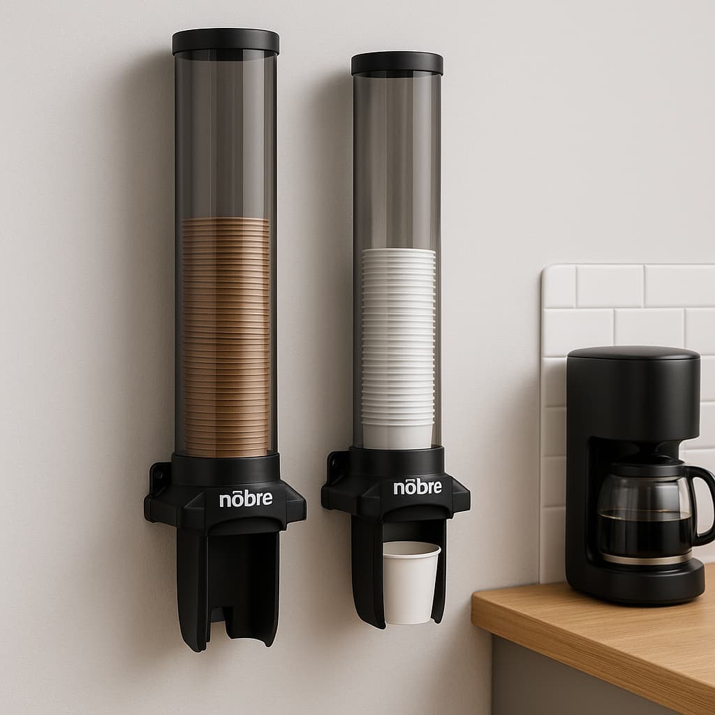 Dispenser Porta Copos Descartáveis de Água ou Café - NOBRE (Parede – Preto)
