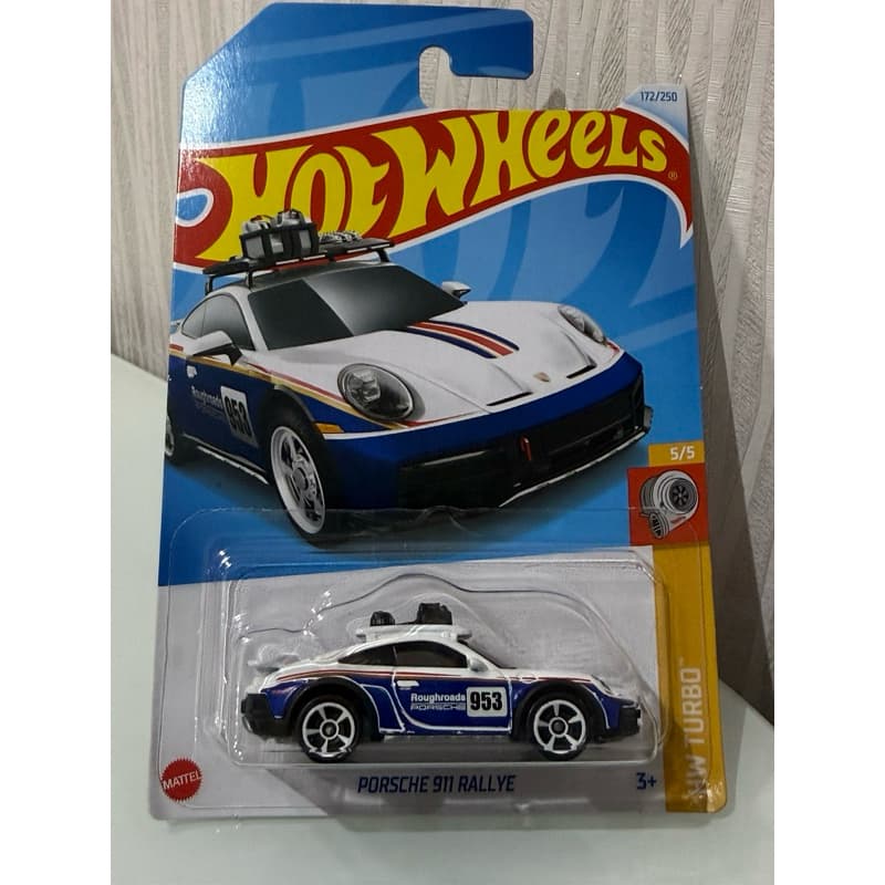 Carrinho Hot Wheels Porsche 911 Rallye branco e azul - Hot Wheels HW Turbo