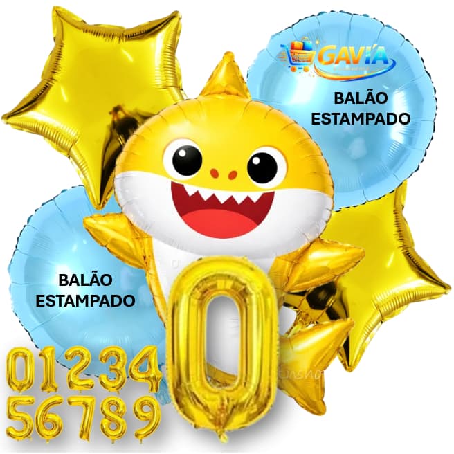 Kit Balão Tubarão Festa Infantil Aniversário Decoração Tema Oceano
