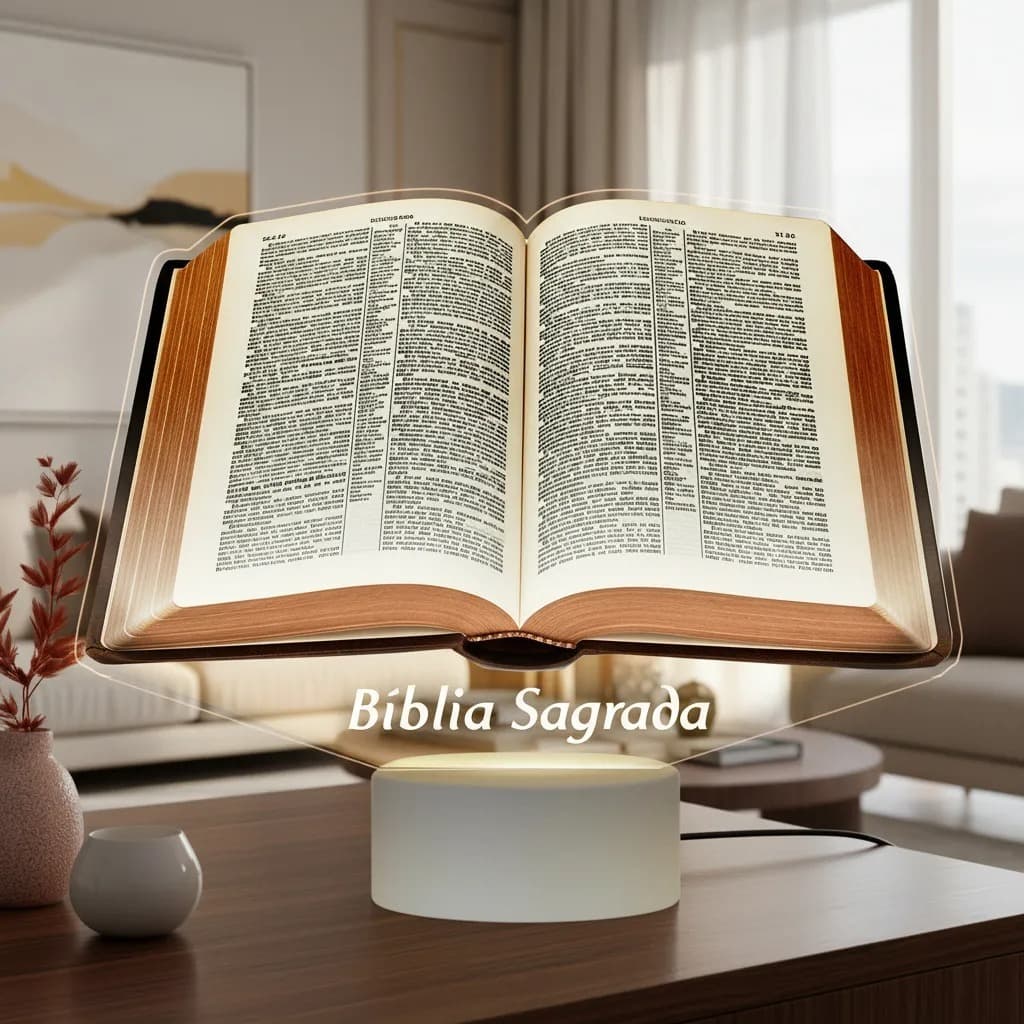 Luminária LED UV Colorida Biblia Livro Sagrado Presente Criativo