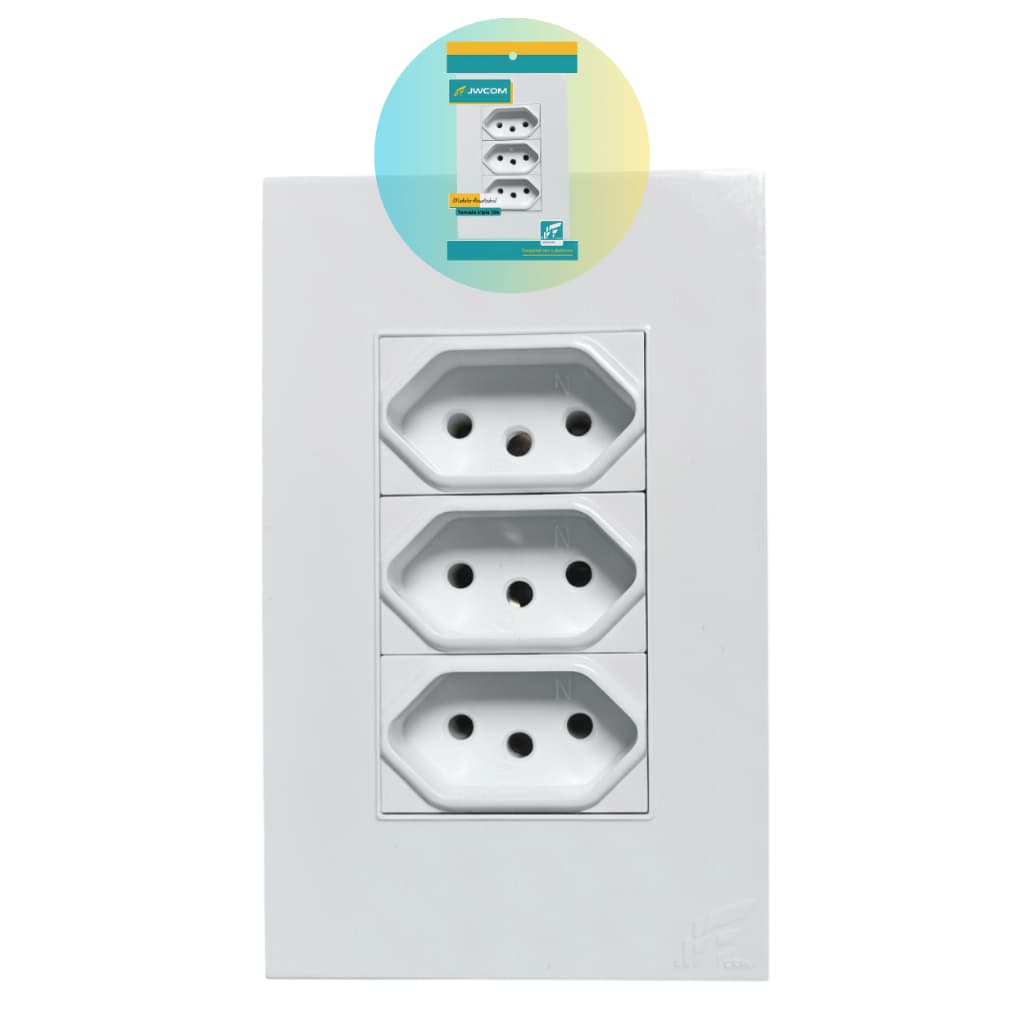 Tomada 10a Tripla 2p+t Placa 4x2 Modular