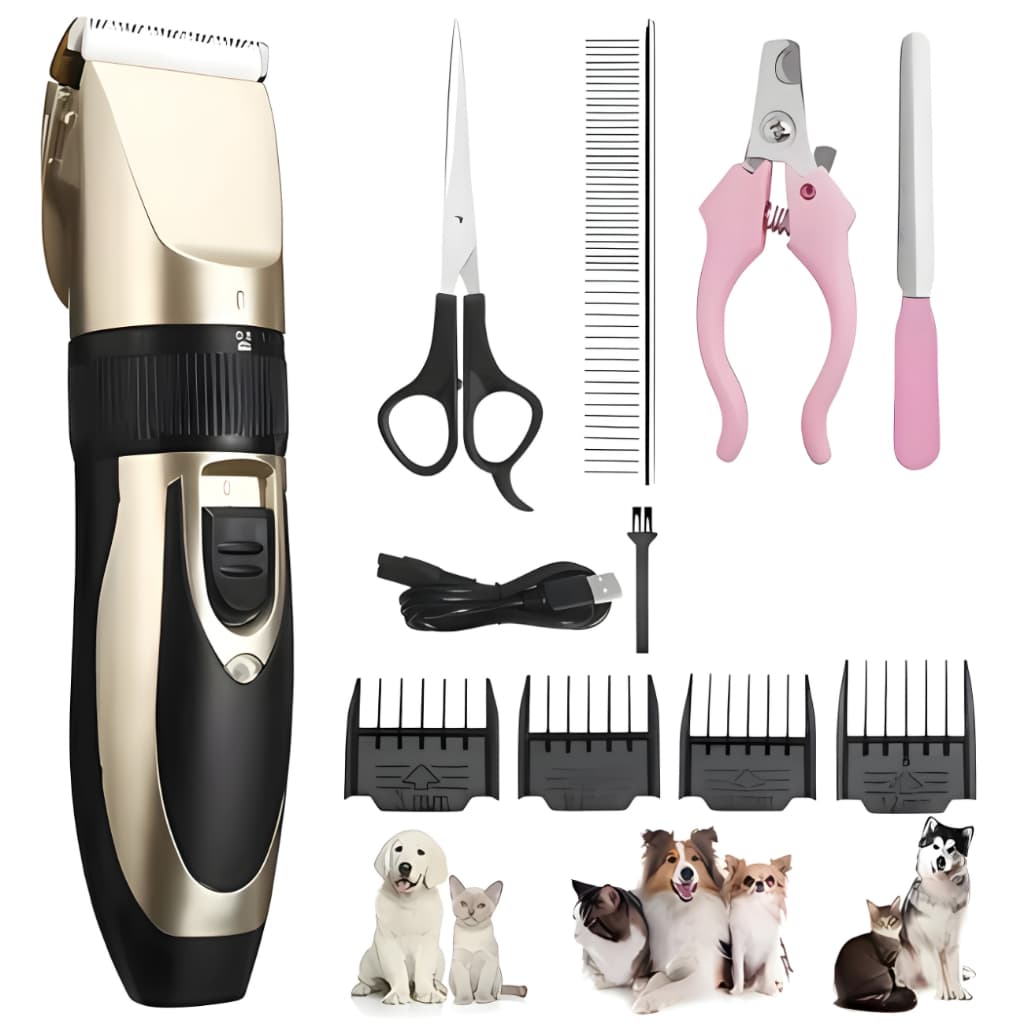 Kit Maquina Tosa Acabamento Acessórios 4 Pentes Cachorros Gatos Pets