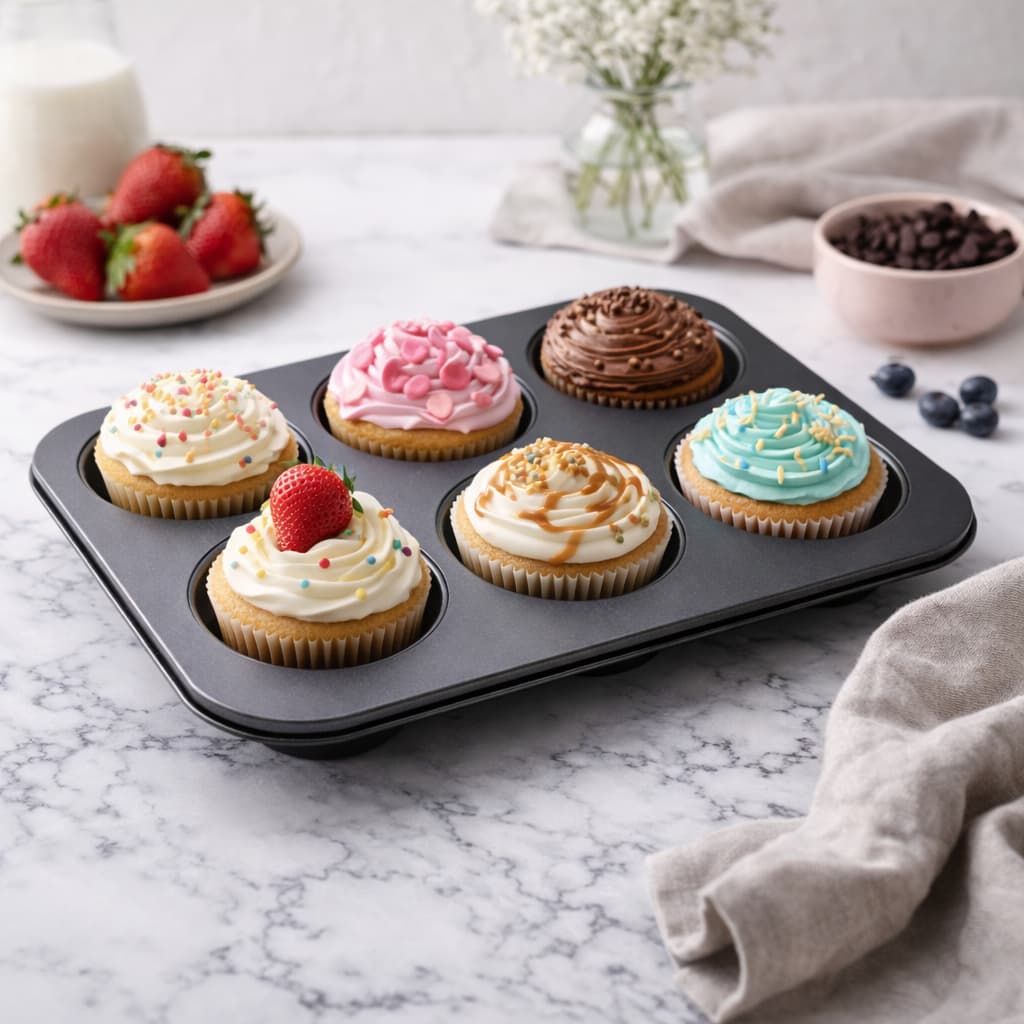 Forma Assadeira Para Cupcake 6 Cavidades Antiaderente 6 cm Forma Para Muffin, Doces e Salgados 26X18X3 cm