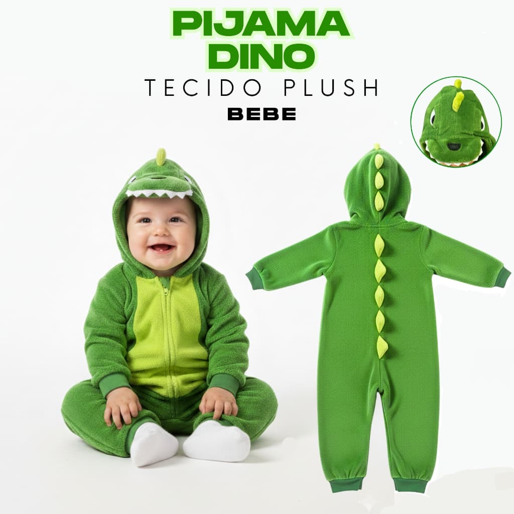 Pijama Macacão Infantil BEBE Dinossauro Kigurumi Meninos Original