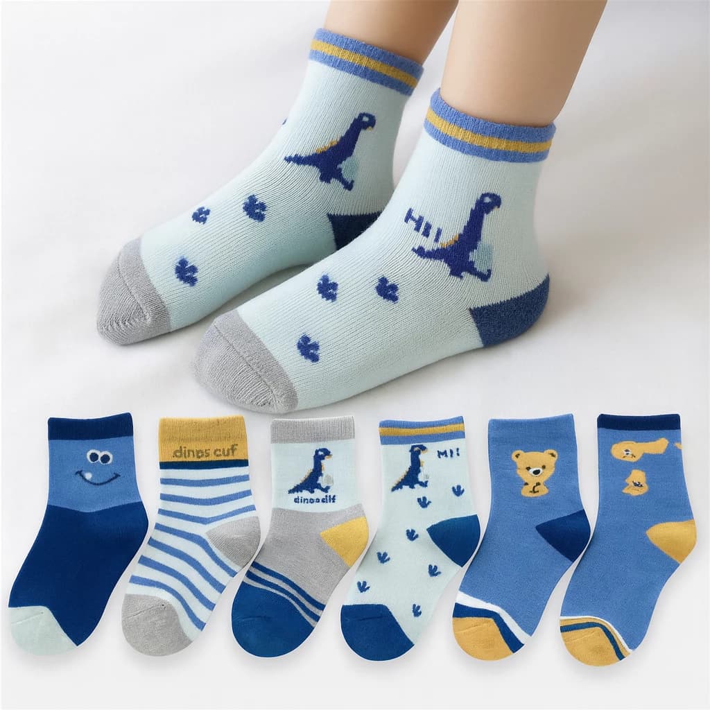 Kit Meia Infantil Menino e Menina Cano Curto e Longo Estampas Aleatórias 0–10 Anos